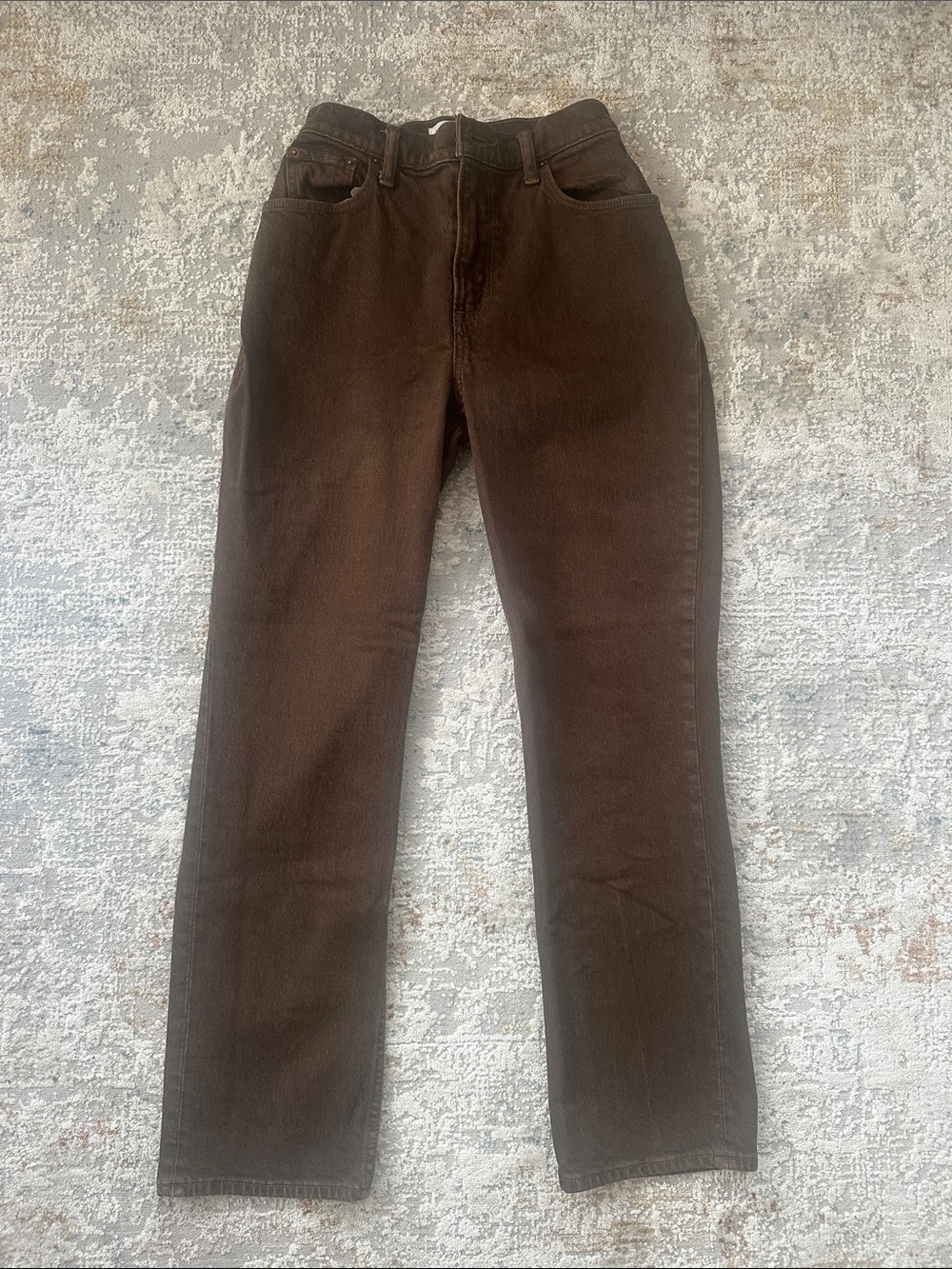 Abercrombie & Fitch White Straight Leg chocolate brown Jeans